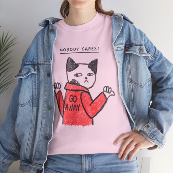 "Nobody Cares! Go Away" Unisex Heavy Cotton T-Shirt - Image 3