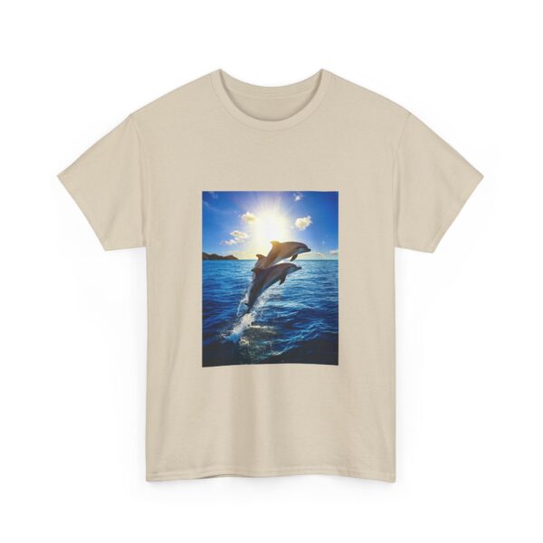 Dolphin Sunset Unisex Cotton T-Shirt - Image 7