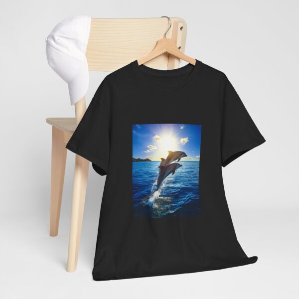 Dolphin Sunset Unisex Cotton T-Shirt - Image 5