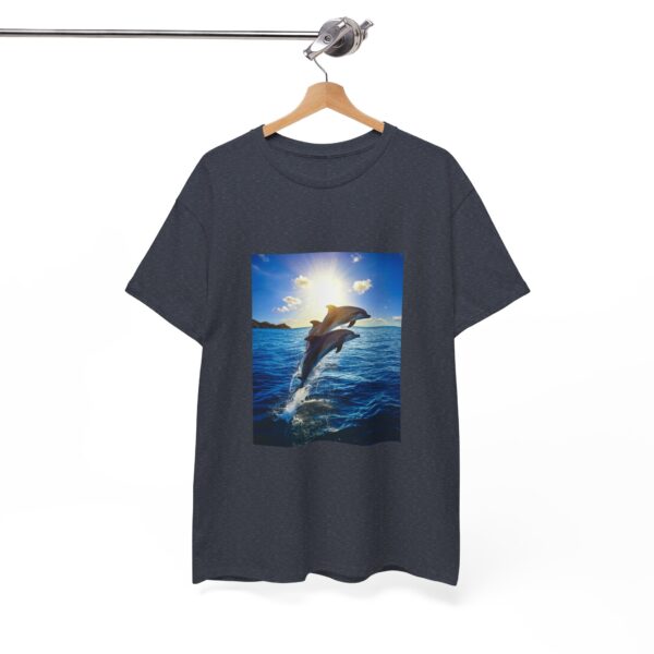 Dolphin Sunset Unisex Cotton T-Shirt - Image 2