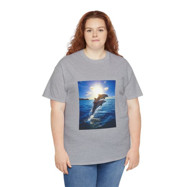 Dolphin Sunset Unisex Cotton T-Shirt - Image 12