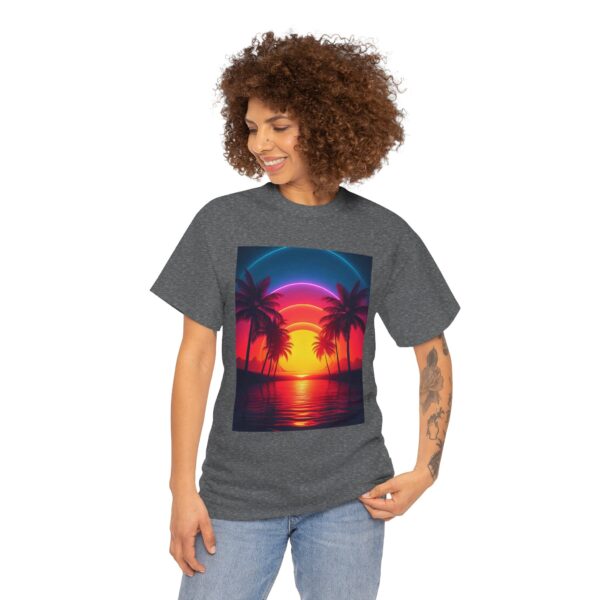Tropical Sunset Unisex Cotton T-Shirt - Image 6