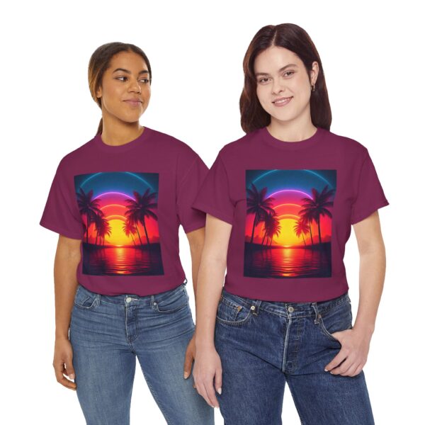 Tropical Sunset Unisex Cotton T-Shirt - Image 12