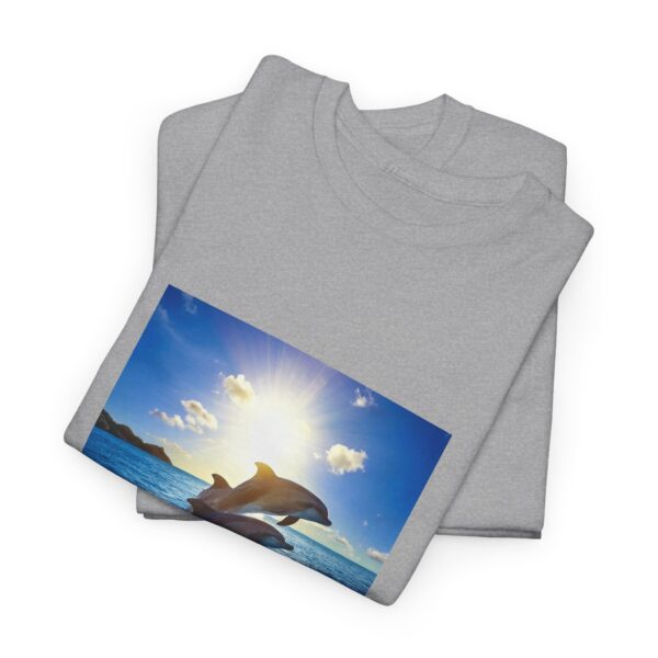 Dolphin Sunset Unisex Cotton T-Shirt - Image 11