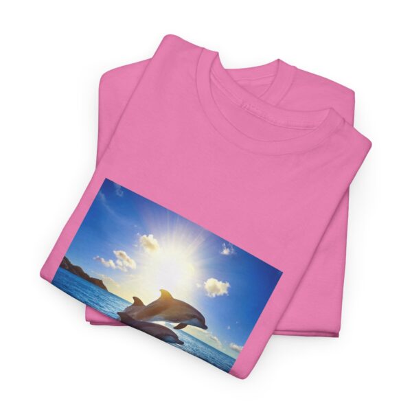 Dolphin Sunset Unisex Cotton T-Shirt - Image 17