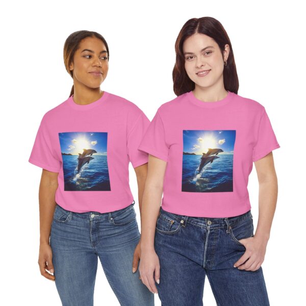 Dolphin Sunset Unisex Cotton T-Shirt - Image 18
